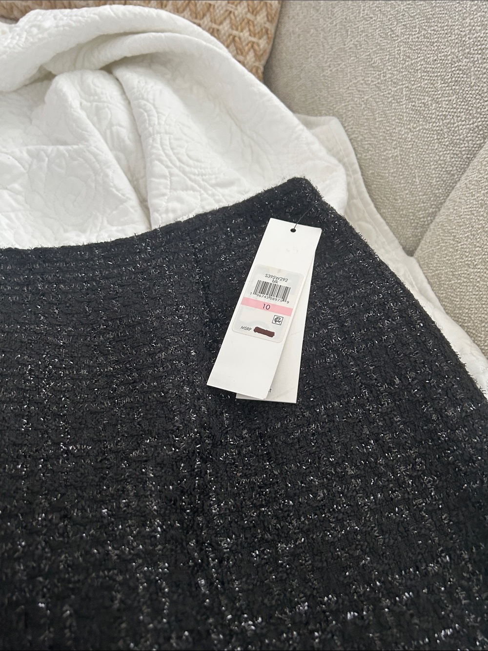 Black Tweed Skirt - Textured Sparkle - Picture 4 of 4